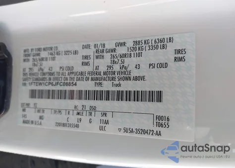 2018 Ford F-150 Xlt из США, поврежденный, VIN 1FTEW1CP6JFC08854